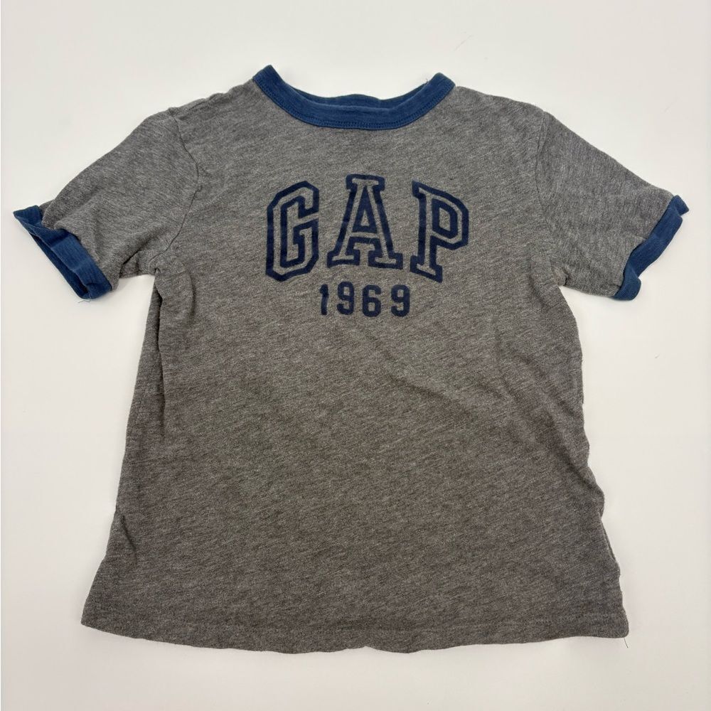 GAP Kids Gray Tee with Blue Trim